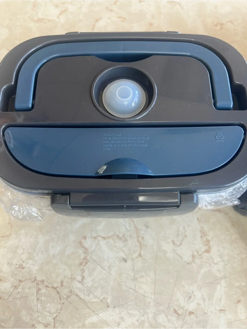 Source Unknown Navy Blue Electric Lunch Cooker with Locking Handle